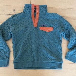 Patagonia mens Teal and Orange Quilted Pullover